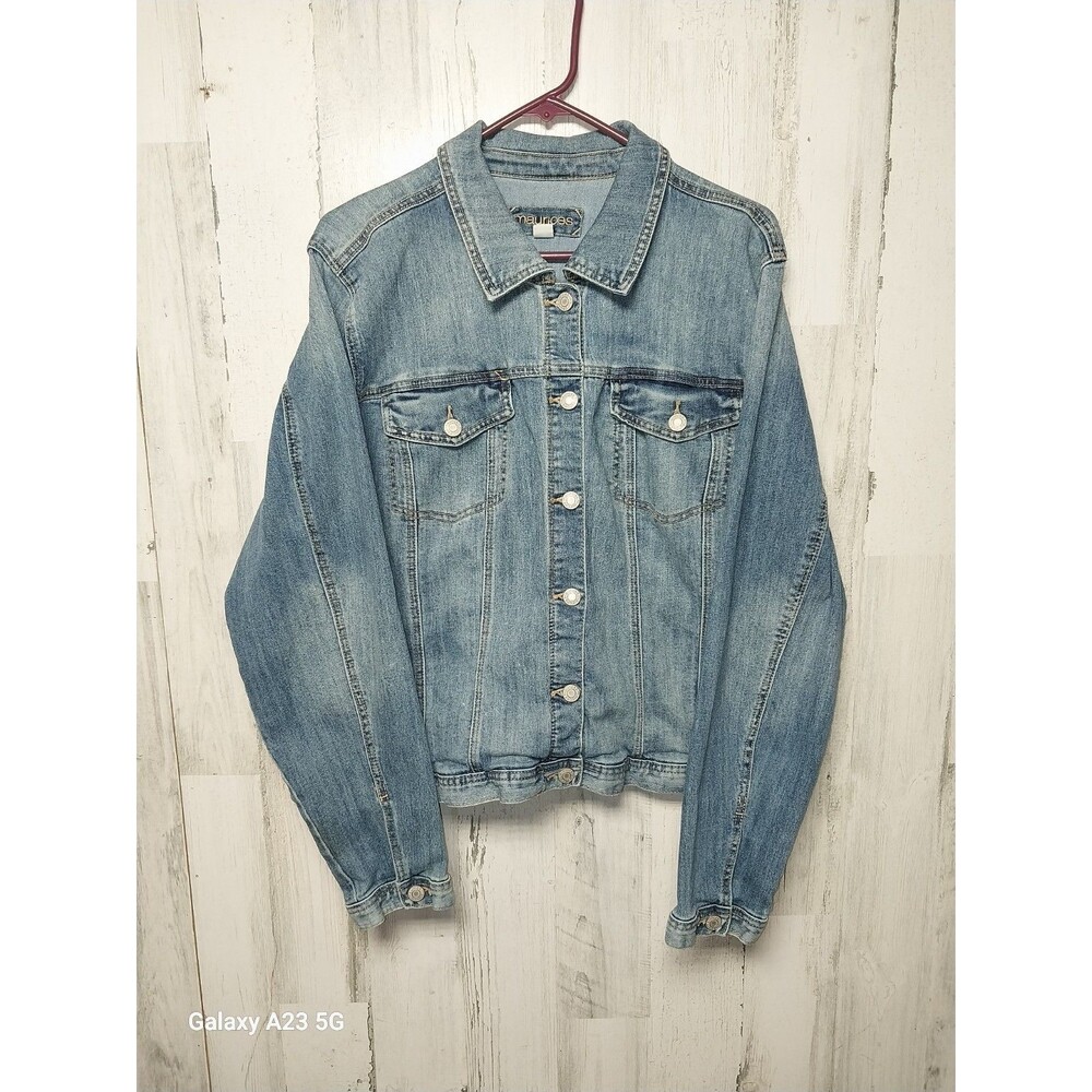 Maurices Jacket Womens Medium Blue Long Sleeve Button Denim Jean Pockets Casual